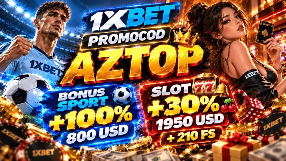 1xbet promo 2026 with code AZTOP unlocks sport, slot and free spins rewards